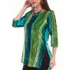 Scully Leather Company Women's Honey Creek Collection Blouse: Velvet Tunic Stripe Teal