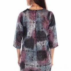 Scully Leather Company Women's Honey Creek Collection Blouse: Velvet Tunic Bordeaux