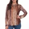 Scully Leather Company Women's Honey Creek Collection Blouse: Velvet Animal Print Ladies'