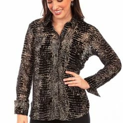 Scully Leather Company Ladies' Women's Honey Creek Collection Blouse: Velvet Animal Print