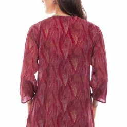 Scully Leather Company Women's Honey Creek Collection Blouse: Fuschia V Neck Ladies'