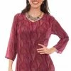 Scully Leather Company Women's Honey Creek Collection Blouse: Fuschia V Neck Ladies'