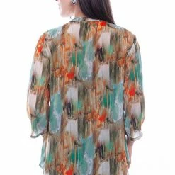 Scully Leather Company Women's Honey Creek Collection Blouse: Watercolor Print Ladies'