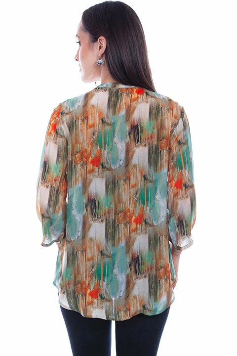 Scully Leather Company Women's Honey Creek Collection Blouse: Watercolor Print Ladies' 4 Scully Leather Company Women's Honey Creek Collection Blouse: Watercolor Print Ladies'