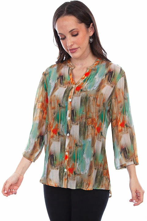 Scully Leather Company Women's Honey Creek Collection Blouse: Watercolor Print Ladies' 3 Scully Leather Company Women's Honey Creek Collection Blouse: Watercolor Print Ladies'