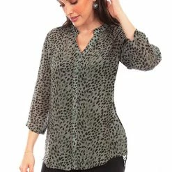 Scully Leather Company Women's Honey Creek Collection Blouse: Animal Print Ladies'