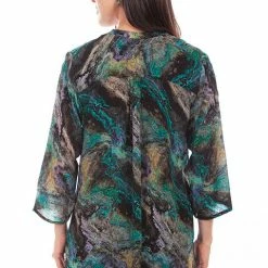 Scully Leather Company Women's Honey Creek Collection Blouse: Ocean Print Ladies'