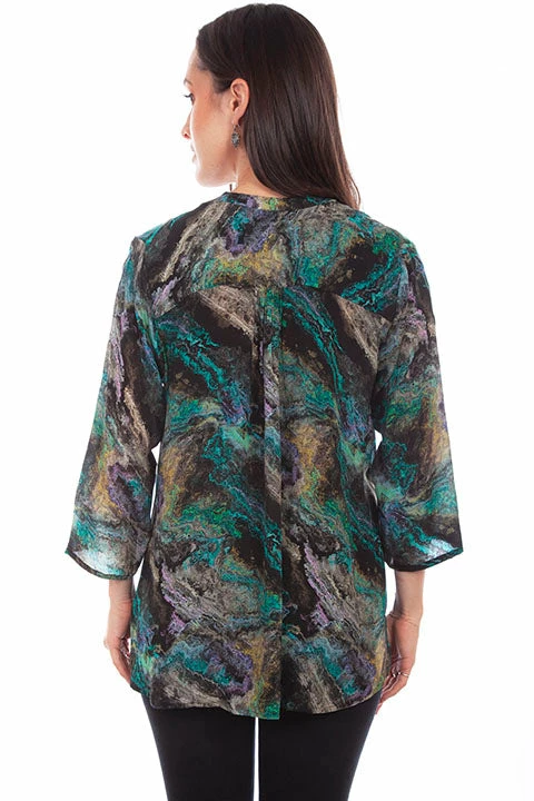 Scully Leather Company Women's Honey Creek Collection Blouse: Ocean Print Ladies' 4 Scully Leather Company Women's Honey Creek Collection Blouse: Ocean Print Ladies'