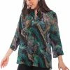 Scully Leather Company Women's Honey Creek Collection Blouse: Ocean Print Ladies'