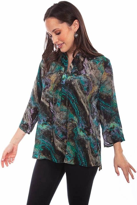 Scully Leather Company Women's Honey Creek Collection Blouse: Ocean Print Ladies' 3 Scully Leather Company Women's Honey Creek Collection Blouse: Ocean Print Ladies'