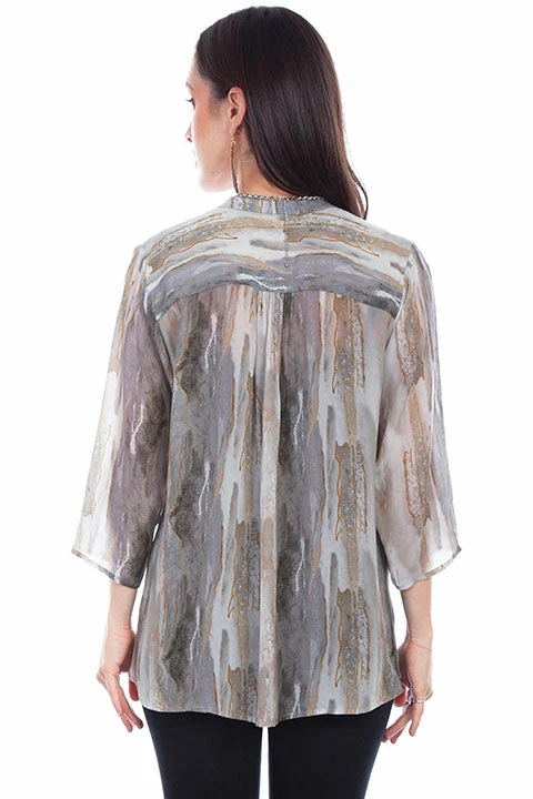 Scully Leather Company Women's Honey Creek Collection Blouse: Tie Front Print 4 Scully Leather Company Women's Honey Creek Collection Blouse: Tie Front Print