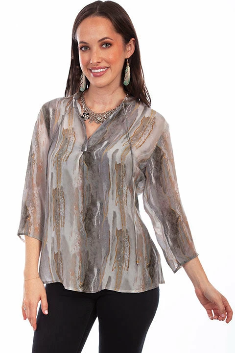 Scully Leather Company Women's Honey Creek Collection Blouse: Tie Front Print 3 Scully Leather Company Women's Honey Creek Collection Blouse: Tie Front Print