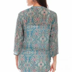 Scully Leather Company Ladies' Women's Honey Creek Collection Blouse: Vivid Classic Print