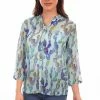 Scully Leather Company Ladies' Women's Honey Creek Collection Blouse: Aqua Print