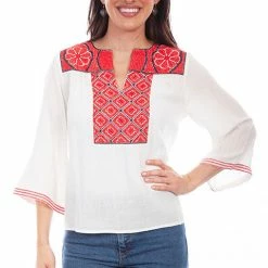 Scully Leather Company Women's Honey Creek Collection Blouse: Cross Stitch Knit Pattern Ladies'