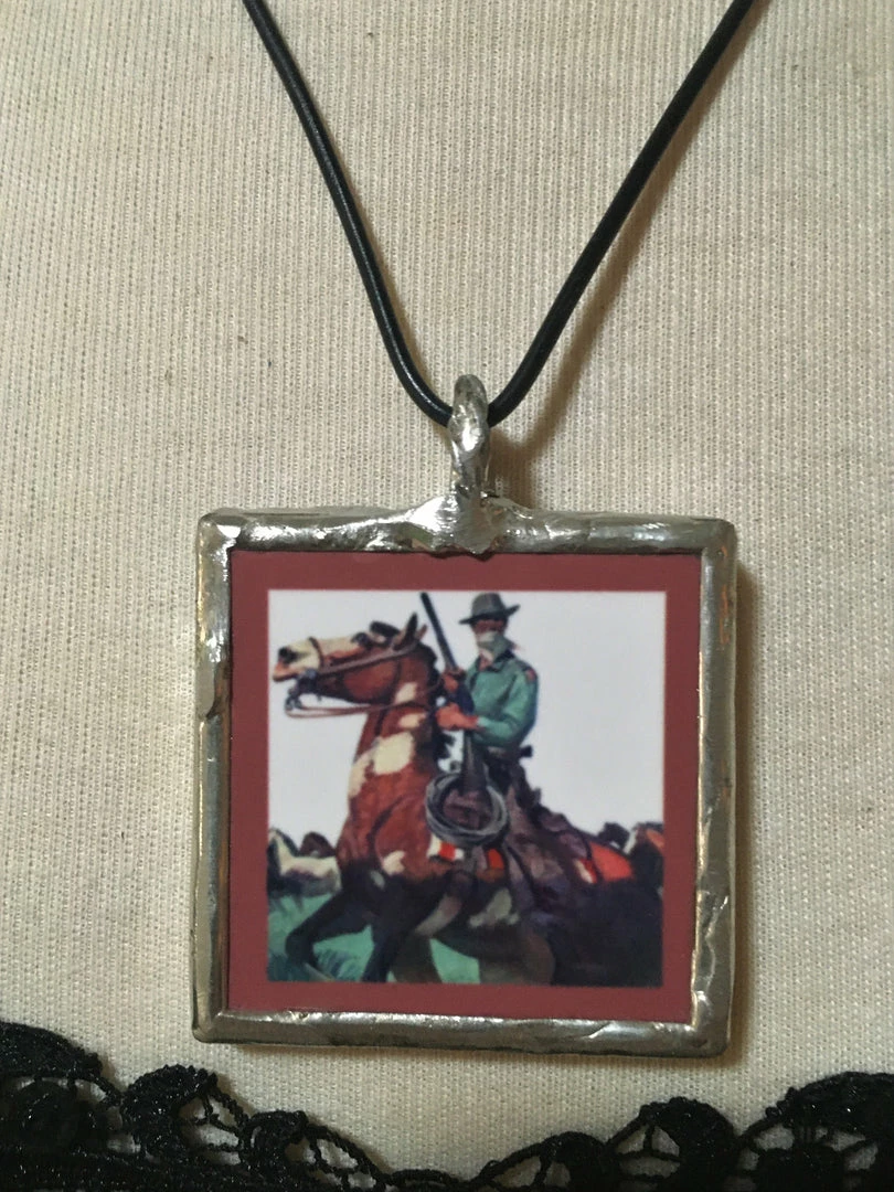 TXLC Custom Tile Ladies' Ceramic Tile Necklace: On The Run 3 TXLC Custom Tile Ladies' Ceramic Tile Necklace: On The Run