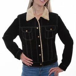 Scully Leather Company Women's Leather Jacket Collection Suede: Scully Western Jean Shearling Ladies'