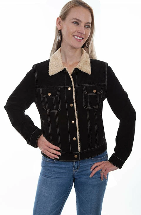Scully Leather Company Women's Leather Jacket Collection Suede: Scully Western Jean Shearling Ladies' 4 Scully Leather Company Women's Leather Jacket Collection Suede: Scully Western Jean Shearling Ladies'