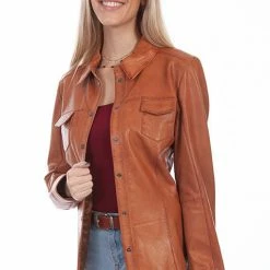 Scully Leather Company Ladies' Women's Leather Jacket Collection: Scully Contemporary Style Cognac