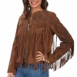 Scully Leather Company Ladies' Women's Leather Jacket Collection Suede: Scully Western Fringe Beads
