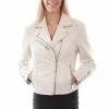 Scully Leather Company Women's Leather Jacket Collection: Scully Motorcycle Style With Zipper Beige