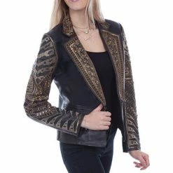 Scully Leather Company Ladies' Women's Leather Jacket Collection: Scully Beaded Lamb Blazer