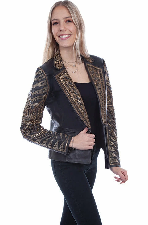 Scully Leather Company Ladies' Women's Leather Jacket Collection: Scully Beaded Lamb Blazer 3 Scully Leather Company Ladies' Women's Leather Jacket Collection: Scully Beaded Lamb Blazer