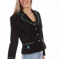 Scully Leather Company Women's Leather Jacket Collection: Scully Turquoise Studded Blazer Ladies'