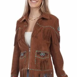 Scully Leather Company Women's Leather Jacket Collection: Scully Suede Fringe And Pick Stitch Ladies'