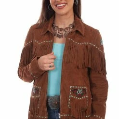 Scully Leather Company Women's Leather Jacket Collection: Scully Suede Fringe And Pick Stitch Ladies'
