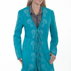 Scully Leather Company Ladies' Women's Leather Jacket Collection Suede: Scully Embroidered Car Coat