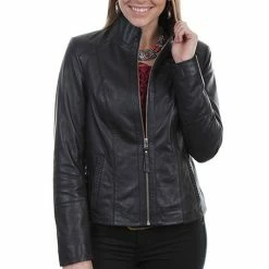 Scully Leather Company Women's Leather Jacket Collection: Scully Classic Stand Up Collar Ladies' 10 Scully Leather Company Women's Leather Jacket Collection: Scully Classic Stand Up Collar Ladies'