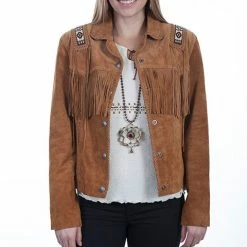 Scully Leather Company Women's Leather Jacket Collection Suede: Scully Western Fringe Hand Lacing Beads