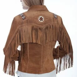 Scully Leather Company Women's Leather Jacket Collection Suede: Scully Western Fringe Hand Lacing Beads