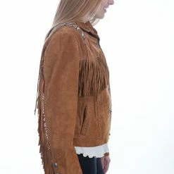 Scully Leather Company Women's Leather Jacket Collection Suede: Scully Western Fringe Hand Lacing Beads
