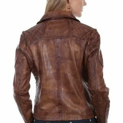 Scully Leather Company Women's Leather Jacket Collection: Scully Motorcycle Quilted Accents