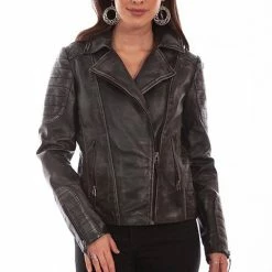 Scully Leather Company Women's Leather Jacket Collection: Scully Motorcycle Quilted Accents