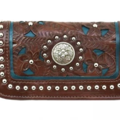 American West Handbags American West Handbag Lady Lace Collection: Leather Tri-Fold Western Wallet Ladies'