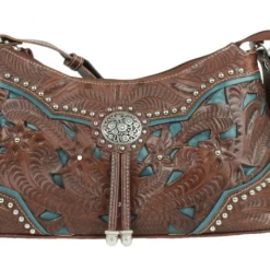 American West Handbags Ladies' American West Handbag Lady Lace Collection: Leather Western Zip Top Shoulder Bag