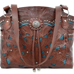 American West Handbags Ladies' American West Handbag Lady Lace Collection: Leather Western Half Moon Tote