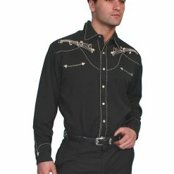 Scully Leather Company Men's Vintage Western Shirt Collection: Scully Gold Musical Notes