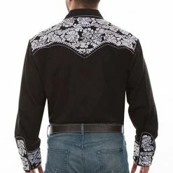 Scully Leather Company Men's Vintage Western Shirt Collection: Scully Gunfighter Black & White
