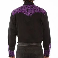 Scully Leather Company Men's Vintage Western Shirt Collection: Scully Gunfighter Black & Purple