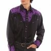 Scully Leather Company Men's Vintage Western Shirt Collection: Scully Gunfighter Black & Purple 2 Scully Leather Company Men's Vintage Western Shirt Collection: Scully Gunfighter Black & Purple