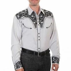 Scully Leather Company Men's Vintage Western Shirt Collection: Scully Gunfighter Steel