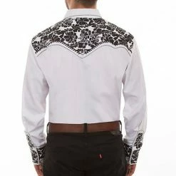 Scully Leather Company Men's Vintage Western Shirt Collection: Scully Gunfighter White & Black