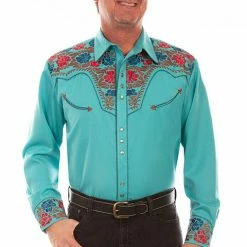 Scully Leather Company Men's Vintage Western Shirt Collection: Scully Gunfighter Turquoise