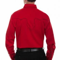 Scully Leather Company Men's Vintage Western Shirt Collection: Scully Classic Crimson & Black