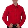 Scully Leather Company Men's Vintage Western Shirt Collection: Scully Classic Crimson & Black