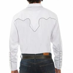 Scully Leather Company Men's Vintage Western Shirt Collection: Scully Classic White & Black